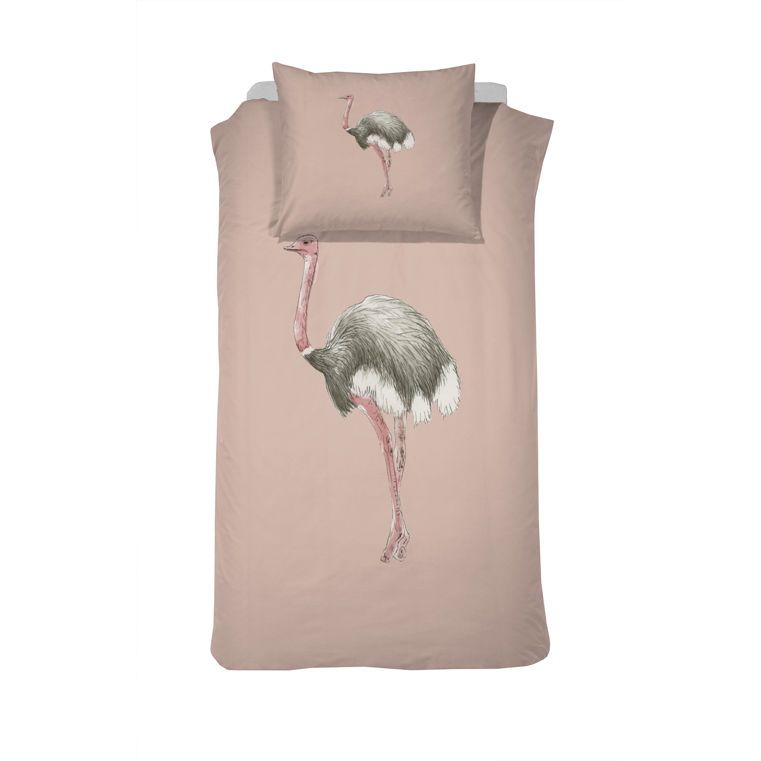 Dekbedovertrek struisvogel sloane pink damai.